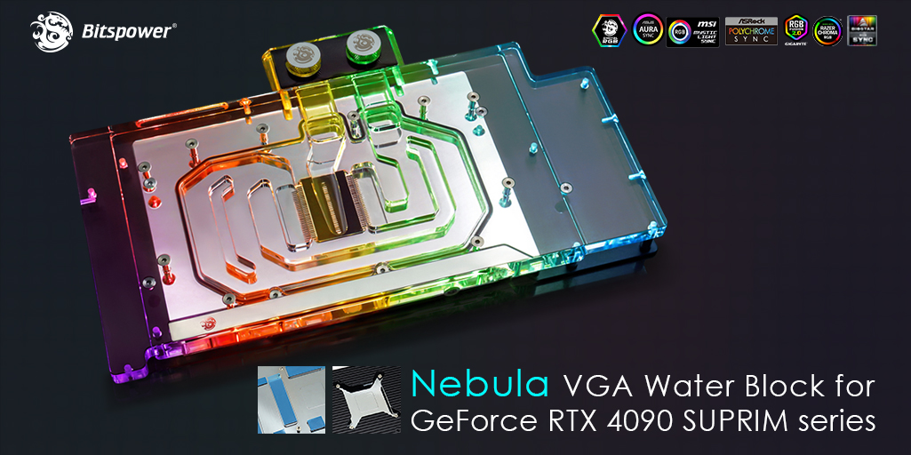 Make your MSI GeForce RTX 4090 SUPRIM with the new Bitspower Nebula VGA Water Block! Experience its nickel and chromium plated copper base plate, ensuring contact over the GPU and VRM area and the best in temperature control 😍 Get 'em here: shop.bitspower.com/index.php?rout…