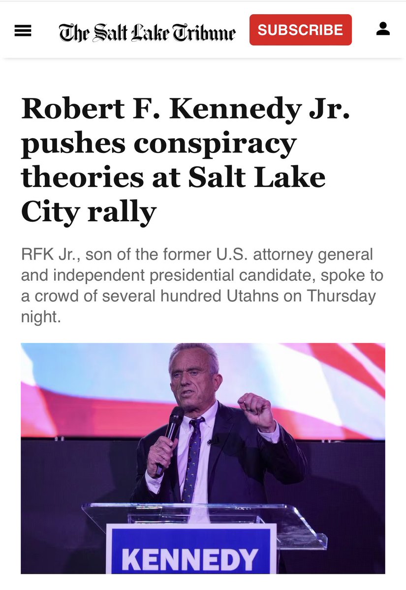 Over the next year, RFK Jr. is going to take more hate from mainstream media than possibly any candidate in history since he’s taking on Republicans, Democrats, and big donors. 

The “conspiracies” he was pushing:

That Black Rock is buying up single family homes (true) 

That we