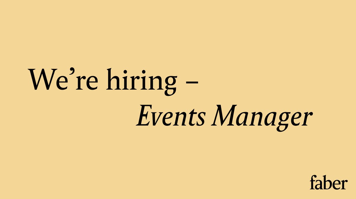 We're hiring! Faber is looking for a highly organised Events Manager to work on our inspiring, varied and inclusive calendar of Faber Members events. Could it be you? Apply by 8 January 2024.

faber.co.uk/careers/events…