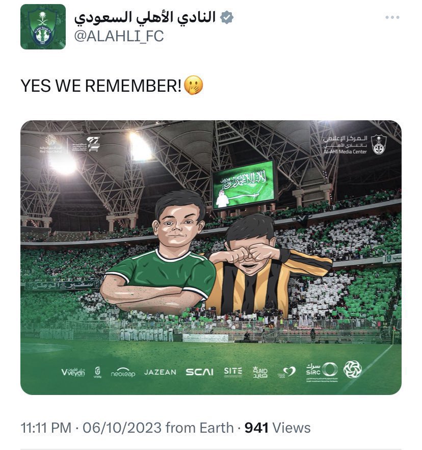 7m9ll's tweet photo. ممكن اتقبل بجاحة النصراوي وهو يشوف انه ناديه كبير وينافس الهلال .. لكن الاتحادي يعجبك بخضوعه ومعترف ان مستحيل يرفع راسه على اي اهلاوي ويشوف ان ناديه يلعب ديربي مع الاهلي 

اخر 15 سنه اكثر بطولات الاهلي 
اكثر فوز بالموجهات الاهلي 
اخر 3 بطولات حققها الاهلي امامهم 
10 سنوات بدون اي انتصار على الاهلي 
تيفو وهياط ونظارات بالاخير وش صار؟ ببوكسر كيسيه دعسناهم 

ديربي الرياض معروف منذ الازل انه ازرق .. وديربي جده في كل مره محسوم انه اخضر 
حقائق اعتدنا عليها في الكره السعوديه 💚