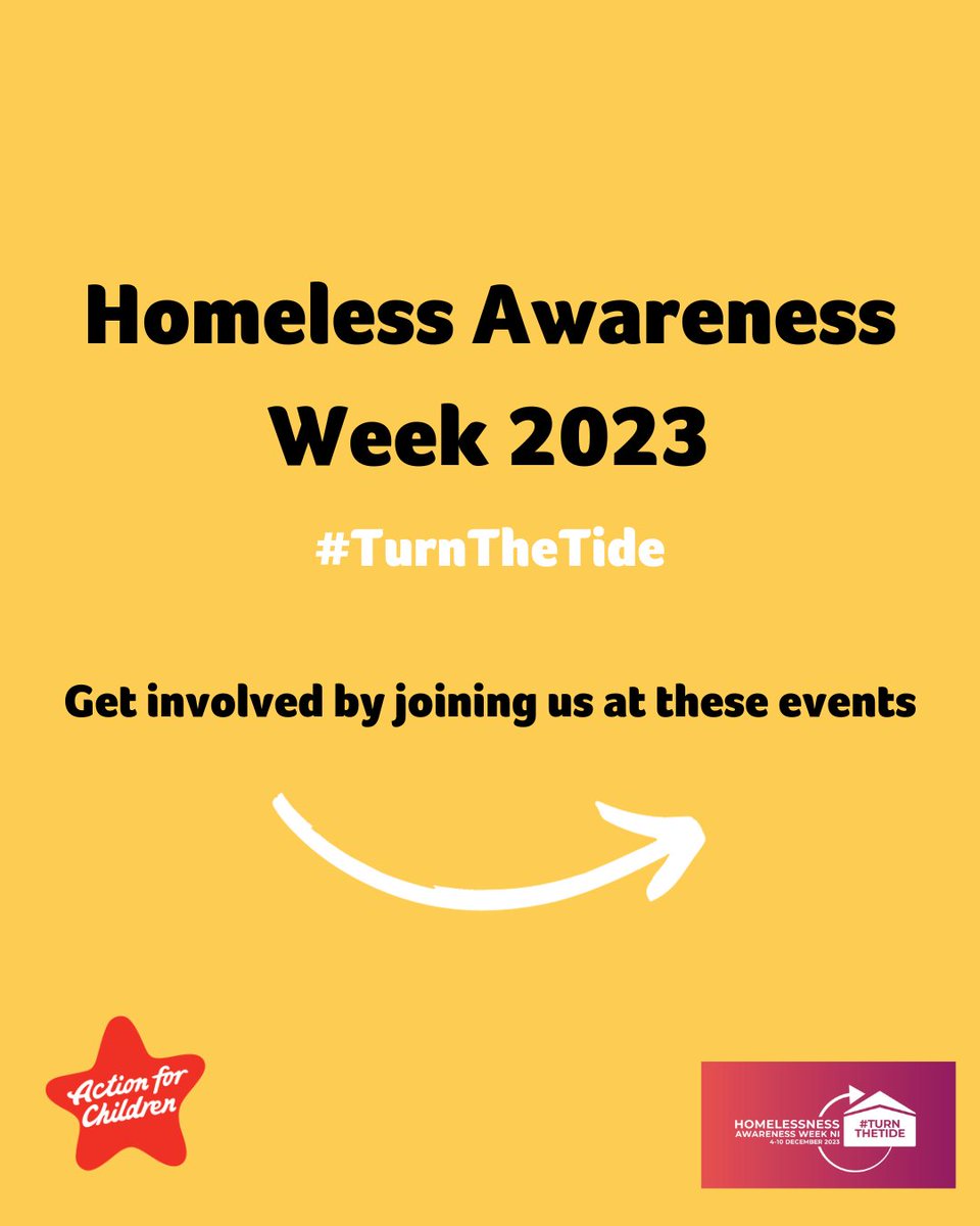 Actn4ChildrenNI's tweet photo. With #HomelessAwarenessWeek starting today, we're sharing about where you can find our Floating Support &amp; Rossorry Grove teams this week, as they get involved. They'll be out at various events throughout the week, spreading awareness and offering support
#TurnTheTide @HomelessNI https://t.co/8z0hJ4N9hK