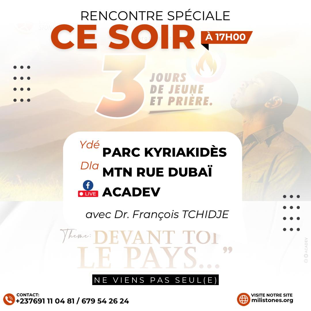 Call__Me__LIGHT's tweet photo. Nous nous retrouvons encore ce soir dès 17h pour conclure en beauté cette 1ère journée de dévotion. NE MANQUE PAS ET NE VIENS PAS SEUL.E

https://t.co/TfTdEbCaKm
+237691110481
 +237679542624
@Facebook: ACADEV
@Facebook: Dr François Tchidje
@YouTube: ACADEV TV https://t.co/mAHajKiF59