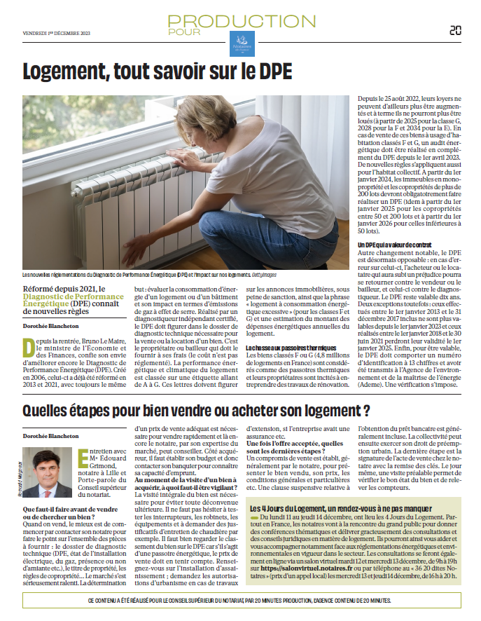 [A LIRE sur @20Minutes] Quelles étapes pour bien vendre ou acheter son #logement ? Réponses de Me @edouard_grimond GRIMOND, Porte-Parole du @Notaires_CSN. Focus sur le #DPE. Lire en ligne : 20minutes.fr/.../4064821-20….. #notariat #immobilier #NotairesdeFrance