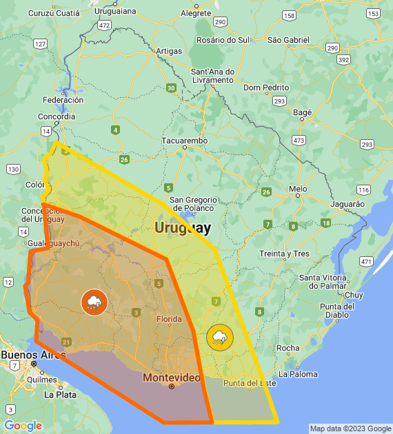 Inumet_'s tweet photo. Alerta naranja y amarilla por Tormentas fuertes y lluvias intensas
Se actualizará a las 15:00 o ante cambios significativos

Más info: https://t.co/zY2u8OFmLu https://t.co/YyRrFe8LUp