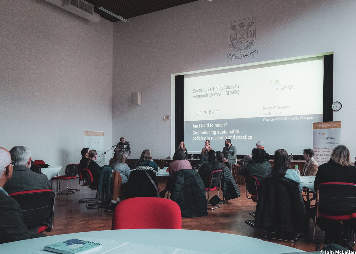 Attending the launch of SPARC: Sustainable Policy Analysis Research Centre.  This new <a href="/UniWestScotland/">UWS</a> research centre aims to generate effective and sustainable policy solutions for all communities

#SPARC