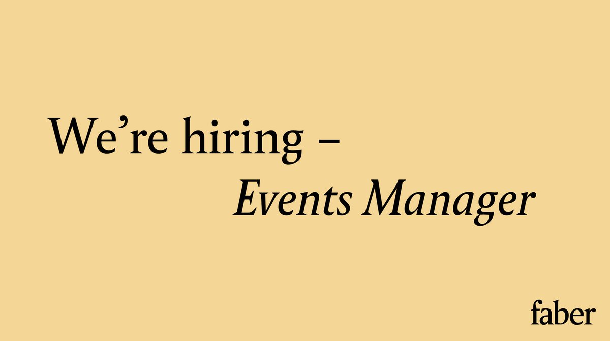 Are you passionate about literary events, technically adept and calm under pressure? If so, you could be our new Events Manager – apply by 8 January 2024. faber.co.uk/careers/events…