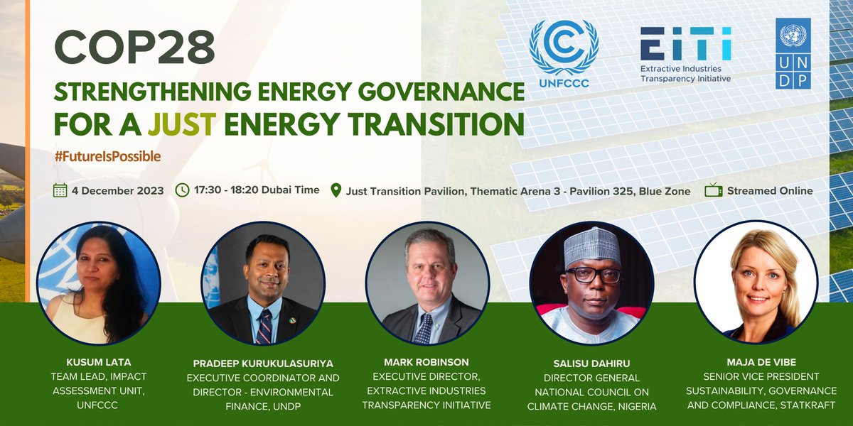 🌍 Great news from #COP28! The operationalization of the Loss & Damage Fund is a crucial step for #ClimateJustice.

Join us in Dubai as UNDP co-hosts a side event on Dec 4: 'Strengthening #EnergyGovernance for a Just Energy Transition.' 

For details: undp.org/policy-centre/…💚