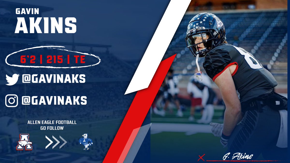 Allen Eagles Recruiting (@recruitallen) on Twitter photo Gavin Akins- Allen High School
Looking for a 2024 TE/H that can do it all, come check out my guy! Moves all around the formations and will Block, Catch and do whatever to help his team!
Check out the tape!
<a href="/TXRecruits/">Texas Recruits</a>
<a href="/alleneaglesfb/">Allen Eagles Football ⭐️⭐️⭐️⭐️⭐️</a>
<a href="/dctf/">Dave Campbell's — TexasFootball.com</a>
hudl.com/video/3/166950… Gavin Akins- Allen High School
Looking for a 2024 TE/H that can do it all, come check out my guy! Moves all around the formations and will Block, Catch and do whatever to help his team!
Check out the tape!
<a href="/TXRecruits/">Texas Recruits</a>
<a href="/alleneaglesfb/">Allen Eagles Football ⭐️⭐️⭐️⭐️⭐️</a>
<a href="/dctf/">Dave Campbell's — TexasFootball.com</a>
hudl.com/video/3/166950…