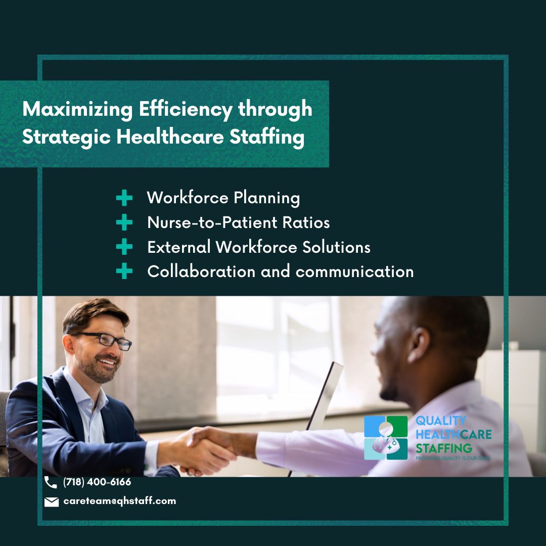 qhstaff20's tweet image. Discover the power of strategic healthcare staffing for efficiency maximization! Let&apos;s make healthcare better together. #HealthcareEfficiency #StrategicStaffing  #qhstaff #staffingagency #staffingsolutions #staffinginny #healthcarestaffing  🏥💪