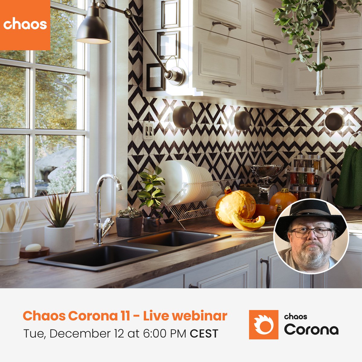 CoronaRenderer's tweet photo. Free webinar! Join Corona Product Manager Tom Grimes on Tuesday, Dec 12, at 18:00 CEST for a full demonstration of how the newest features in #ChaosCorona 11 will help speed up your design process—followed by a live Q&amp;A session.
🔗Save your seat today: https://t.co/uAWiflc47m https://t.co/upAGEEYa97