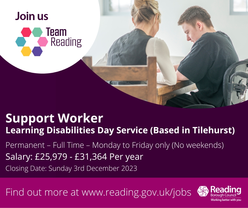 We are looking for a Support Worker to join our Day Service dedicated to supporting adults with learning disabilities, offering hands-on care through various activities conducted at our Tilehurst-based Centre and within the community. To apply: rdguk.info/N2tr7