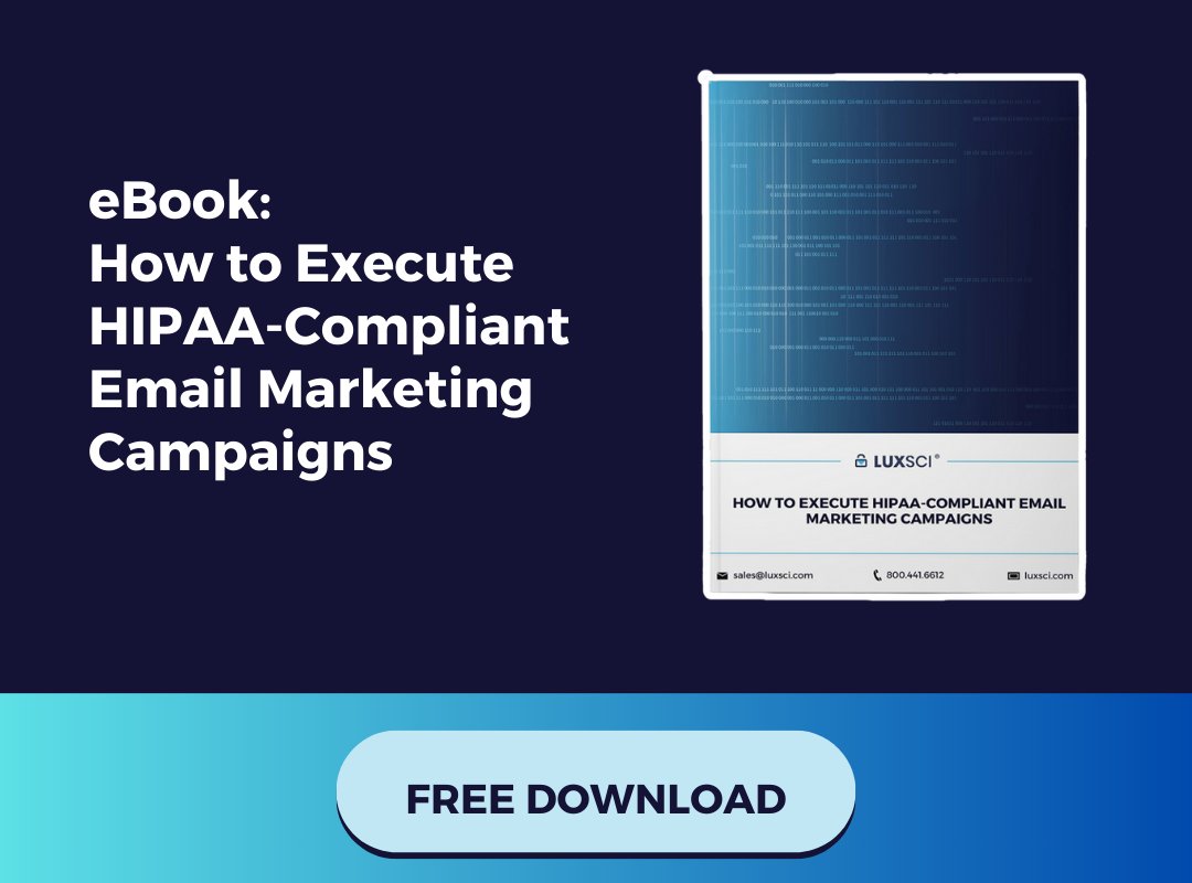 LuxSci's tweet photo. As a digital marketing strategy, email marketing delivers a high ROI when compared to other channels. However, healthcare organizations need to use email marketing services that can meet HIPAA's unique requirements. Download our free ebook to learn more: https://t.co/hZi5aOv4xC https://t.co/ZKQjCf0MfQ