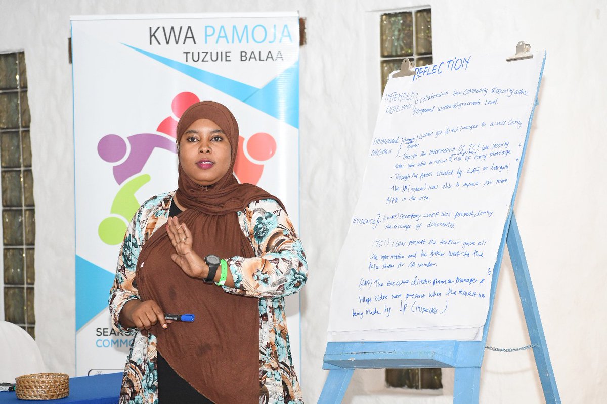 Partners Project Reflection Meeting: 
Our Executive Director <a href="/suleaisha21/">aisha suleiman</a> presenting our experiences &amp; lessons learnt of our concluded project on #GenderApproachModel to Countering Violent Extremism in <a href="/lamu_countyKE/">Lamu County Government</a>. 
#KwaPamojaTuzieBalaa
<a href="/SFCG_Kenya/">Search for Common Ground Kenya(@SFCG_Kenya)</a> <a href="/andrewwachiras1/">andrew wachira Mugambi</a>