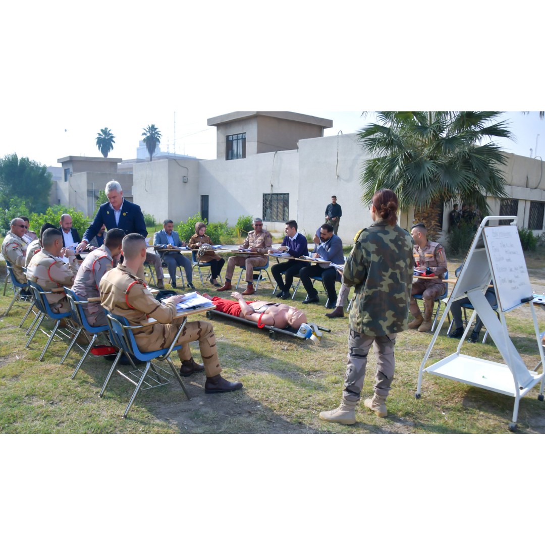 IraqNato's tweet photo. Nov 26/27, 2023, the Iraqi Mil. Medical School welcomed  #NMI’s Henriette JOHANSEN, Advisor,  Special Programs  Coord Office, to conduct a Women, Peace &amp; Security workshop. NMI is  participating in #16Days  of Activism. 
#UNiTE #WorkingTogether4Iraq 
#StrongerTogether
#WeAreNATO https://t.co/WCqiO6IZn0