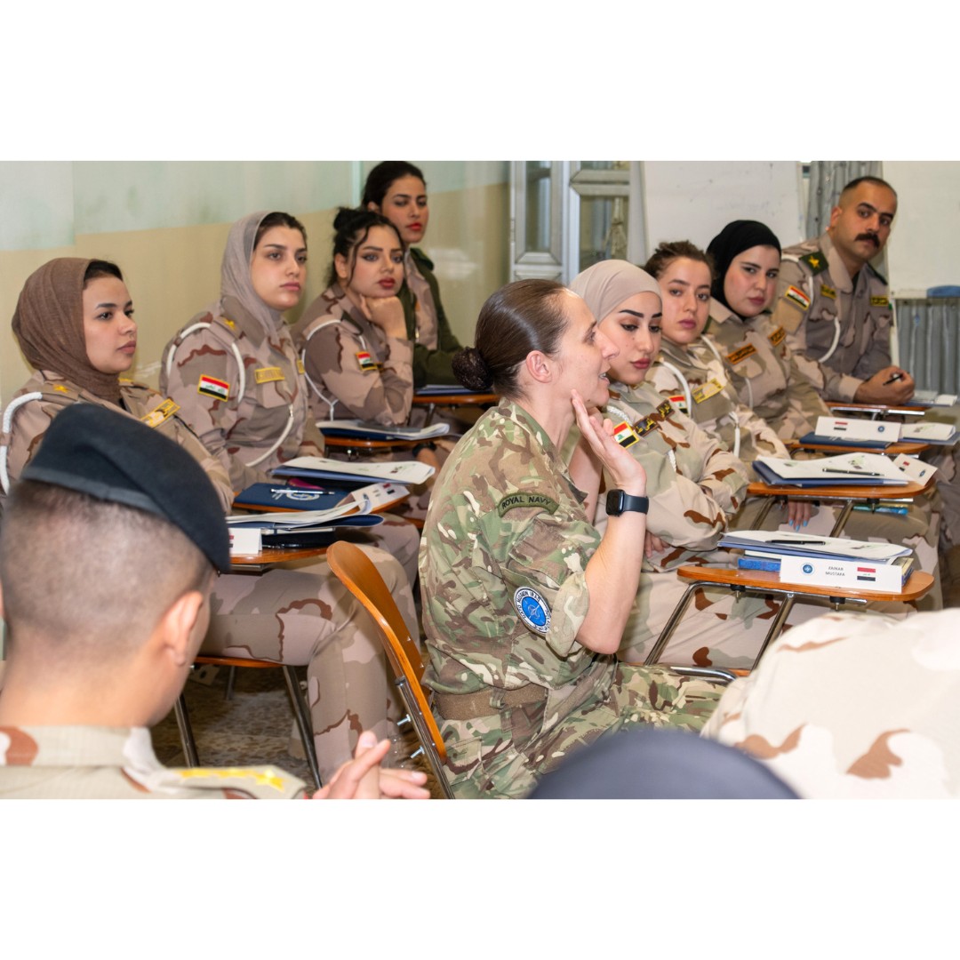IraqNato's tweet photo. Nov 26/27, 2023, the Iraqi Mil. Medical School welcomed  #NMI’s Henriette JOHANSEN, Advisor,  Special Programs  Coord Office, to conduct a Women, Peace &amp; Security workshop. NMI is  participating in #16Days  of Activism. 
#UNiTE #WorkingTogether4Iraq 
#StrongerTogether
#WeAreNATO https://t.co/WCqiO6IZn0