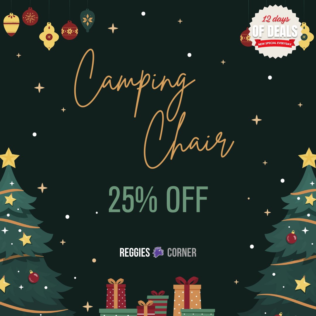 Day 5 of the 12 Days of Deals! 25% off the Rockford University Camping Chair 12/1/23 only!