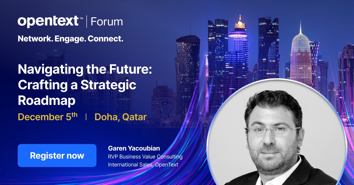 WaldeckCAnn's tweet image. Qatar leads the global AI scene at @OpenText Forum 2023. Garen Yacoubian invites you to be a part of this event packed with insights, expert sessions, and the transformative power of #OpenTextAviator

Secure your spot: ow.ly/E6QA50QabTk

#OpenTextForumQatar2023 #OpenText