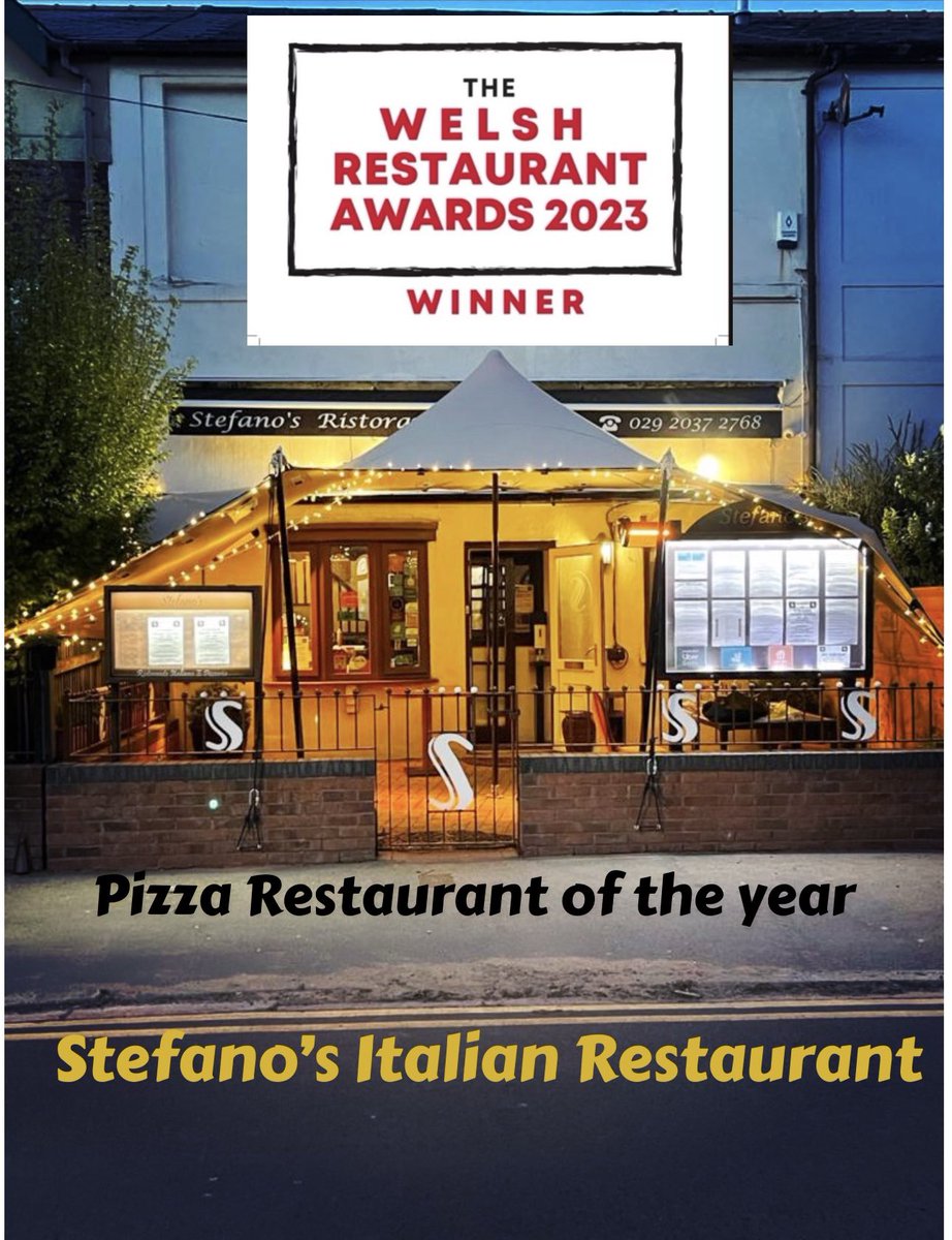 We are so pleased to announce Stefano’s has won ‘Best Pizza Restaurant of the Year’ 🍕 at the Welsh Restaurant Awards 2023

Thank you to all of our customers that voted for us 🤩 

Why not come and celebrate with us 🥂

How to book:

📲 Call us: 02920 372768.