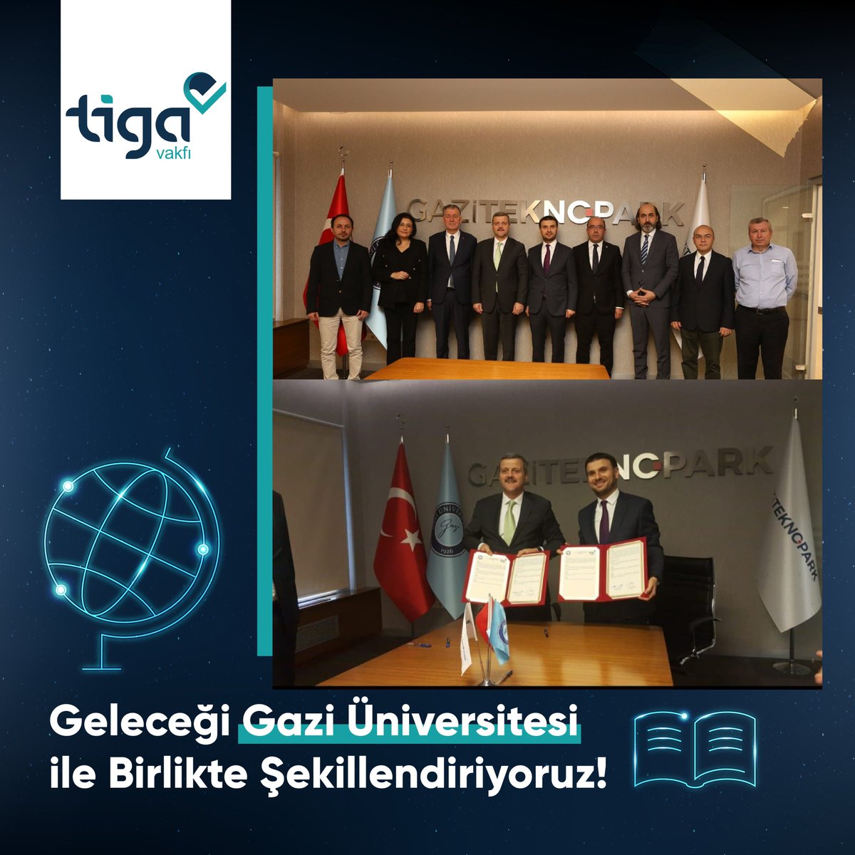 Tiga Vakfı olarak Gazi Üniversitesi ile gerçekleştirdiğimiz akademik iş birliğini duyurmaktan mutluluk duyuyoruz! #TigaVakfı #BilimveTeknoloji #GeleceğinLiderleri #TeknolojininYıldızları