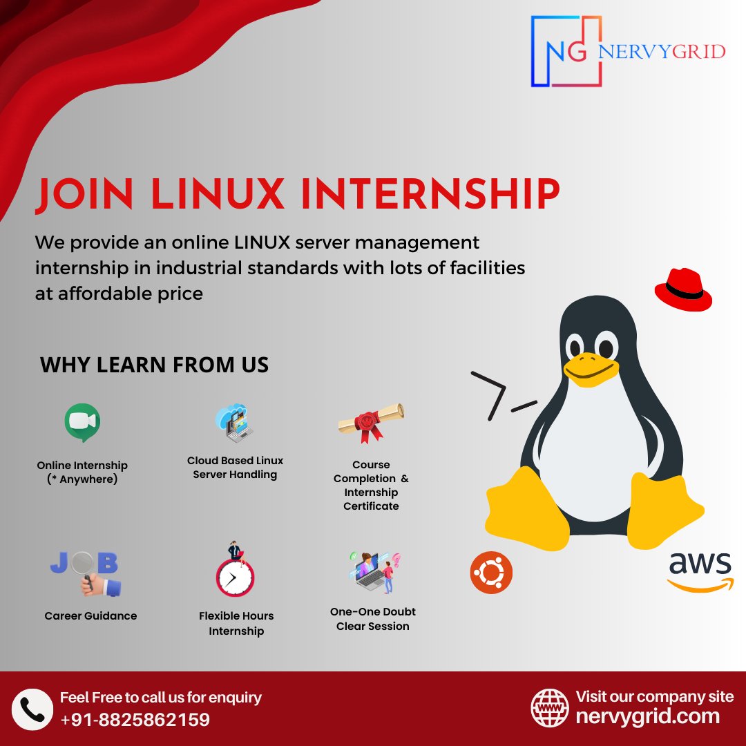 NervyGrid's tweet image. Gain hands-on experience in server management internship facilities and explore diverse IT training from industry experts.
#linuxserveradmministrator #serveradministrator
#ubuntuadministrator #redhatadministrator #rhcsa #centosadministrator #onlineinternhsip #studentinternship