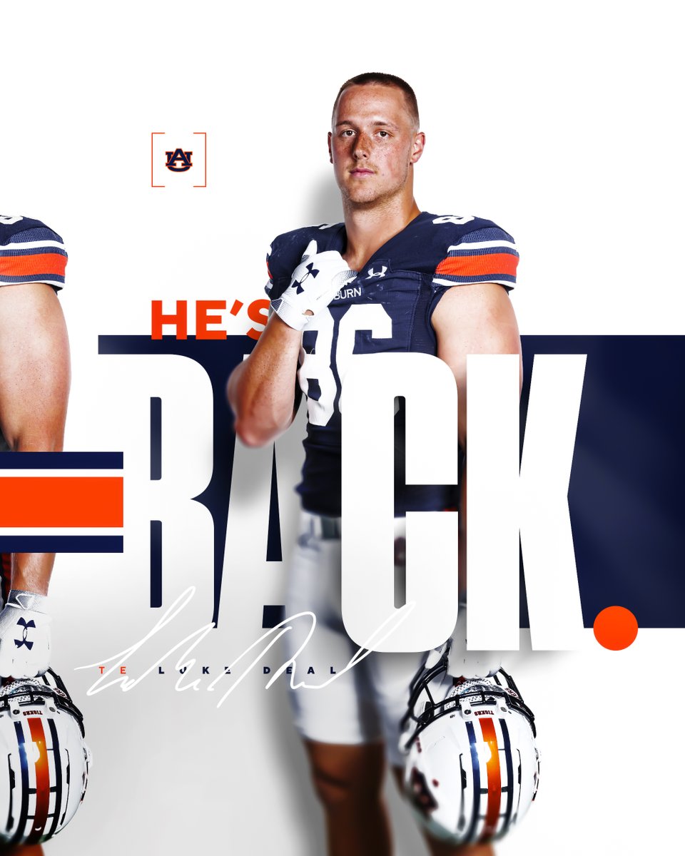 AuburnFootball's tweet photo. One more year. Let's rock, @lukedeal86 🦅 https://t.co/UZxkuukrWU