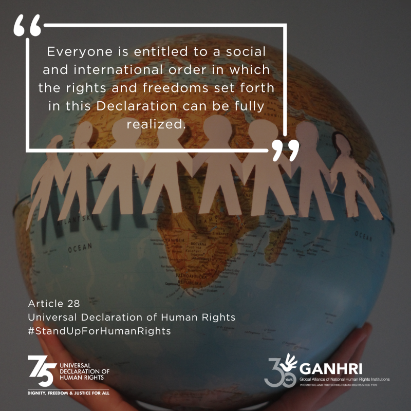 Ganhri1's tweet photo. Peace is crucial to ensuring respect for human rights and creating opportunities for everyone to enhance their lives.
Article 28 of #UDHR75 states that everyone has the right to a social and international order.
#PartnersForGood #HumanRights75 https://t.co/zAYxMvHidC