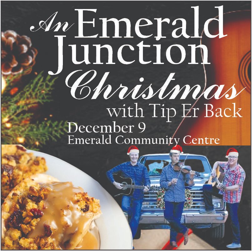 EmeraldCommCtr's tweet photo. Get your tickets for this fantastic evening of music, food and fun. We know you'll enjoy the lively holiday favourites by PEI's own Tip Er Back while you eat your delicious stuffed chicken breast dinner and desert by chef Elaine. Buy online today at  https://t.co/Zg80teIILL. https://t.co/fR1diEgap1