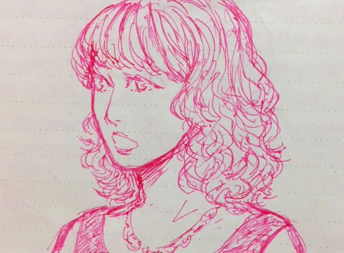 ララLIFE見ながら茨田りつ子さん落書き。水上くんのハーレーかっこよかったしアワイチ?最高のロケーションだったなぁ。#ブギウギ 