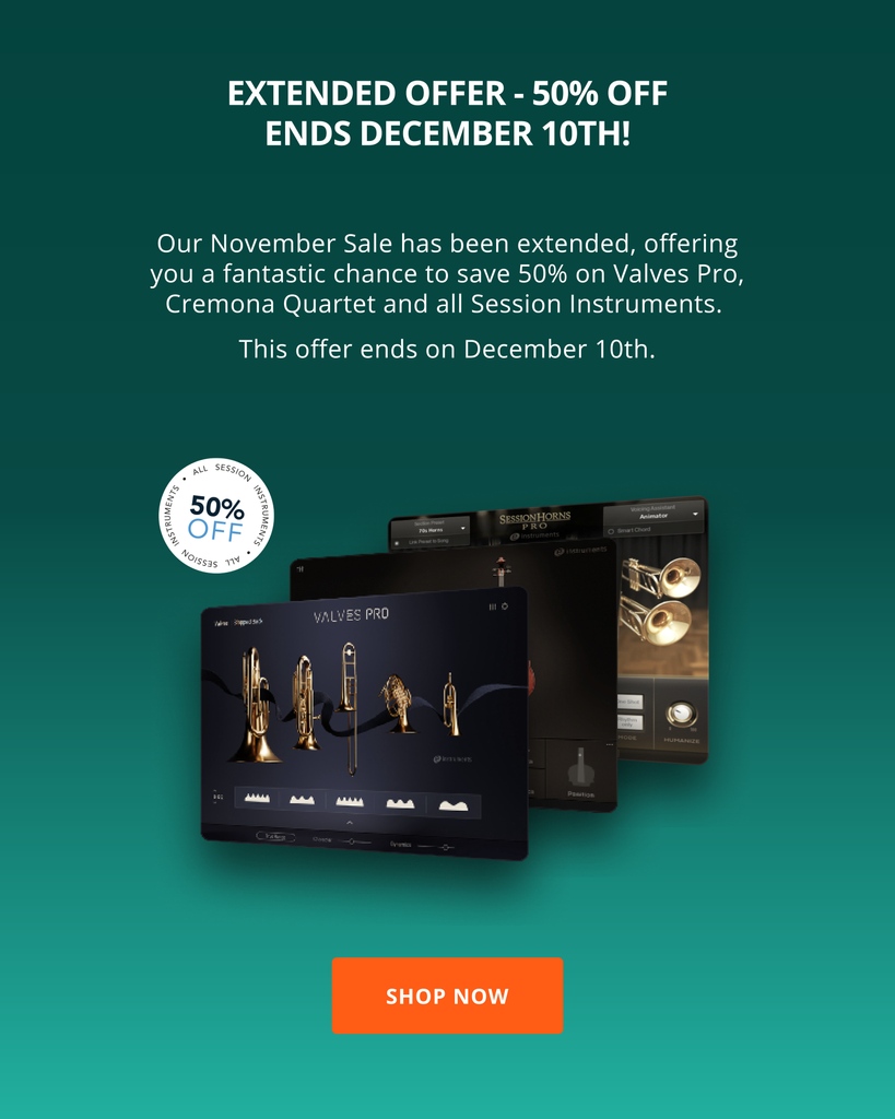 Great news! Our November Sale has been extended, offering you a fantastic chance to save 50% on Valves Pro, Cremona Quartet and loads more, including all upgrades and IOS apps. This offer ends on December 10th. e-instruments.com/november-sale-…