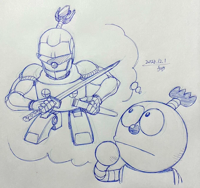 #おやすみイラスト 藤子F不二雄先生の誕生日ということでコロ助描きました 未来のワガハイはこんな感じになってるに違いないナリ #落書き #藤子・F・不二雄生誕90周年 #コロ助
