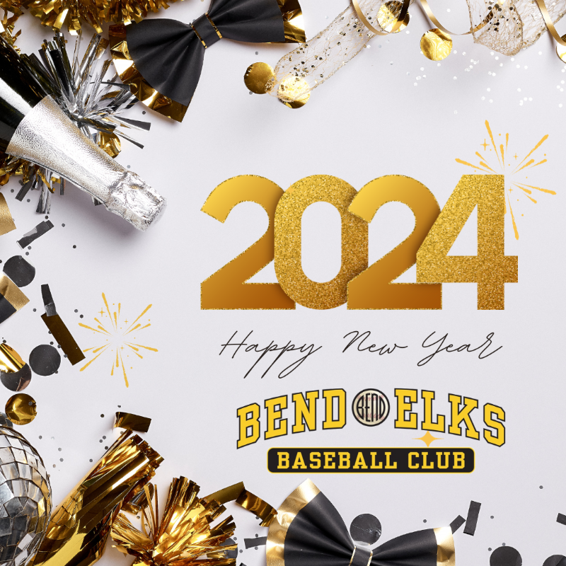 Happy New Year from the #BendElks! We are looking forward to a 2024 full of baseball, laughter, friendship and memories. Thank you everyone for being part of a great 2023 and cheers to a 2024 full of more! #HappyNewYear! 🎇🦌⚾