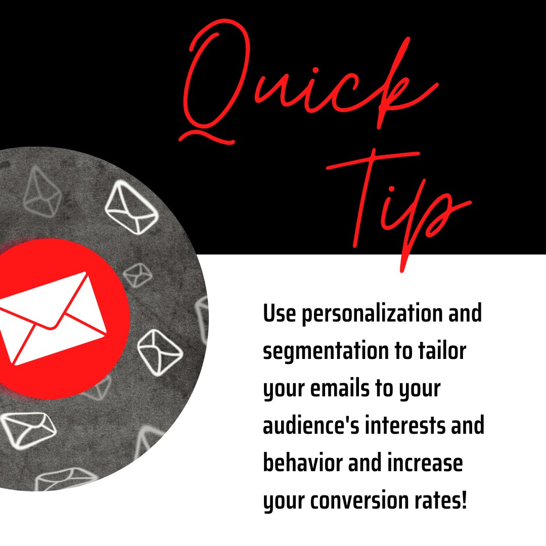 Quick tip: Use personalization and segmentation to tailor your emails to your audience's interests and behavior and increase your conversion rates! 🎯📈 

#EmailMarketingTips #SmallBusinessAdvice #MemphisMarketing #theprofitlink