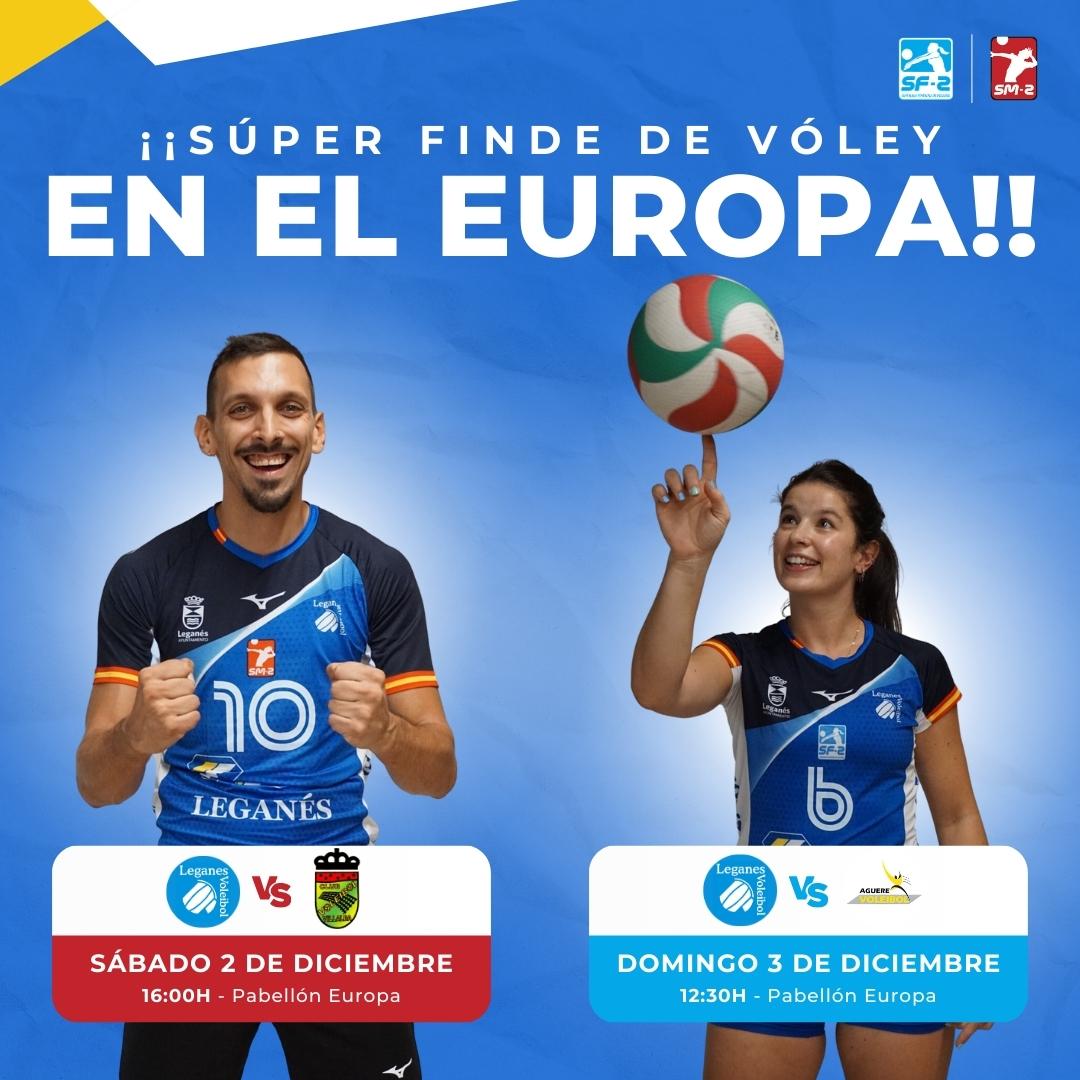 VoleibolLeganes's tweet photo. 🤩🏆 ¡¡SÚPER FINDE DE VÓLEY!!

Este fin de semana, ambos SUPERLIGAS juegan en el EUROPA

🔴 SM2 🆚 CV Collado Villalba
🏐 02/12 - Pabellón Europa
⏰ 16:00h

🔵 SF2 🆚 CV Aguere
🏐 03/12 - Pabellón Europa
⏰ 12:30h

🤩 ¡No te lo puedes perder!
🎟️ ENTRADA GRATUITA

#VamosLega 💙🤍 https://t.co/Tn6AgCOo1k