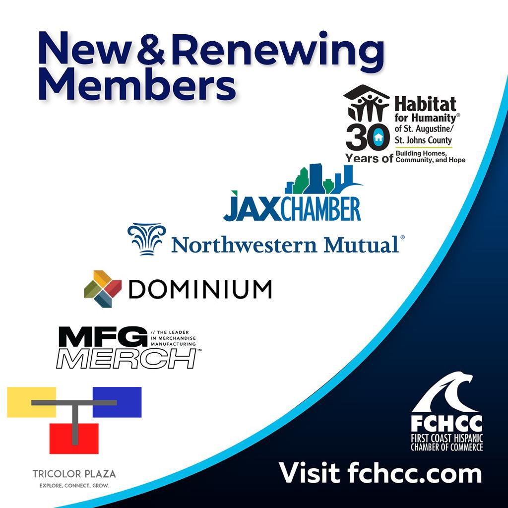 FCHCCflorida's tweet photo. FCHCC welcomes New Members Habitat for Humanity St. Augustine/St. Johns County, MFG Merch, Dominion, Inc., &amp; @NM_Financial St. Augustine &amp; thanks Renewing Members @JaxChamber &amp; Tricolor Plaza LLC in November → https://t.co/kxQdvPNjy6
#fchcc #membershipmonday https://t.co/QHuLzOAnSQ