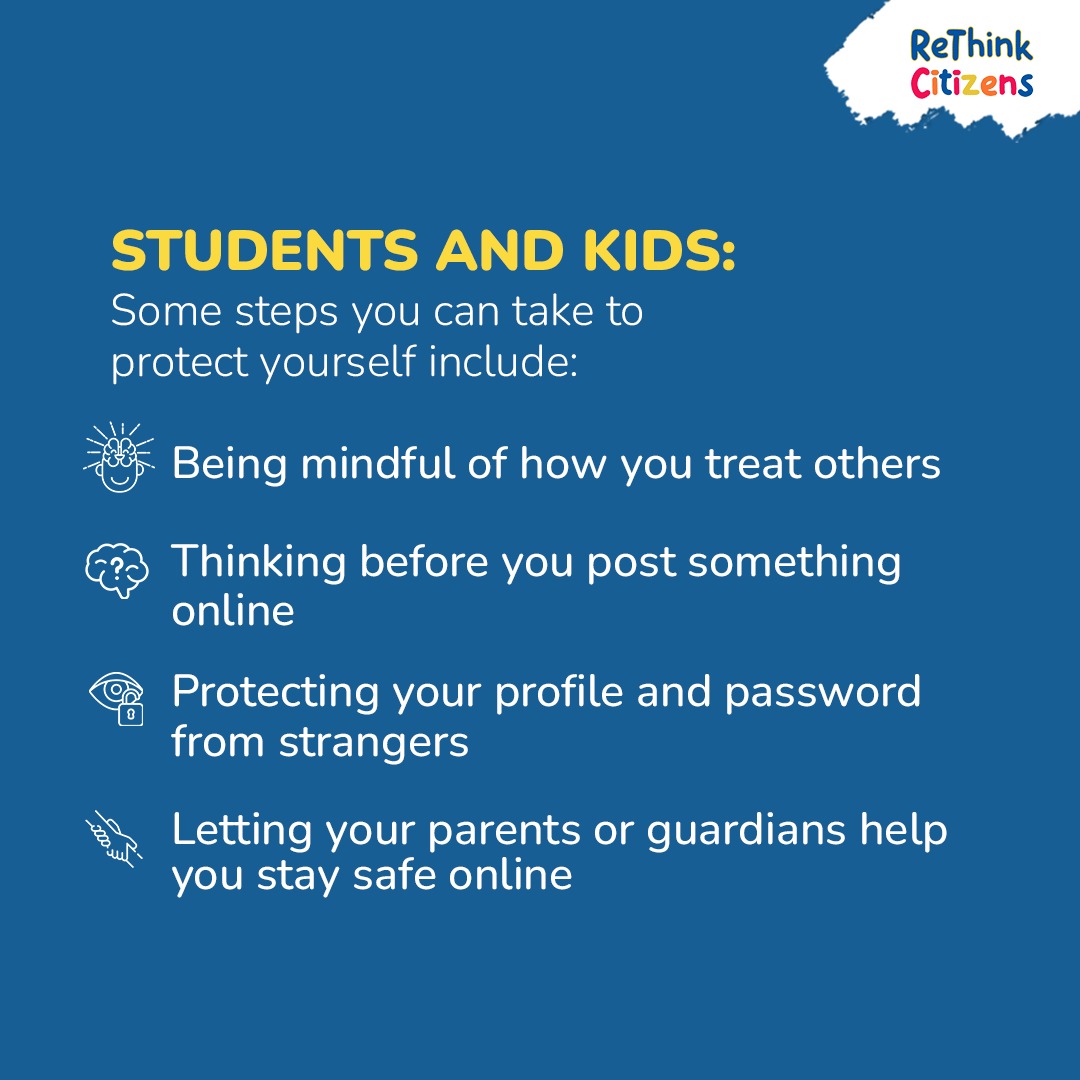ReThinkCitizens's tweet photo. Empower yourself online with these steps! 💻🛡️ Be kind, think before you post, safeguard your profile, and let your guardians guide you. Stay safe and thrive in the digital world! 🌐🌟 #OnlineSafetyTips #DigitalEmpowerment #BeKindOnline #ThinkBeforePosting #ProfileProtection https://t.co/okgz57jaLb