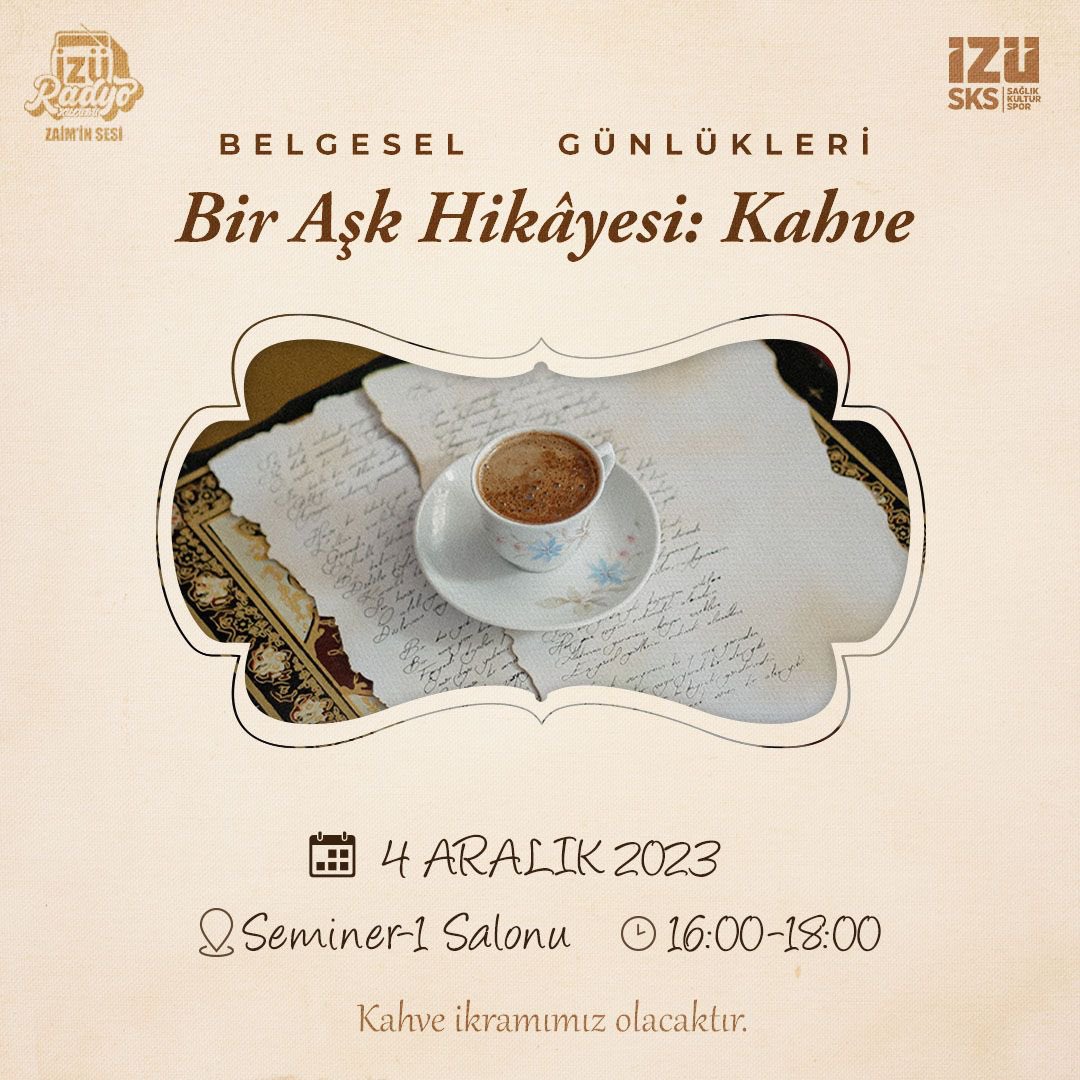 Bir Aş Hikayesi”nin bu bölümünde İstanbul’daki en lezzetli kahvecilerin izini sürüyoruz.”Gönül ne kahve ister ne kahvehane;gönül ahbap ister kahve bahane.”diyerekten belgesel sonrasında türk kahvemizi içerek sohbet ediyor olacağız.Hepinizi bekliyoruz.
🔔Dışarıdan Katılıma Açıktır