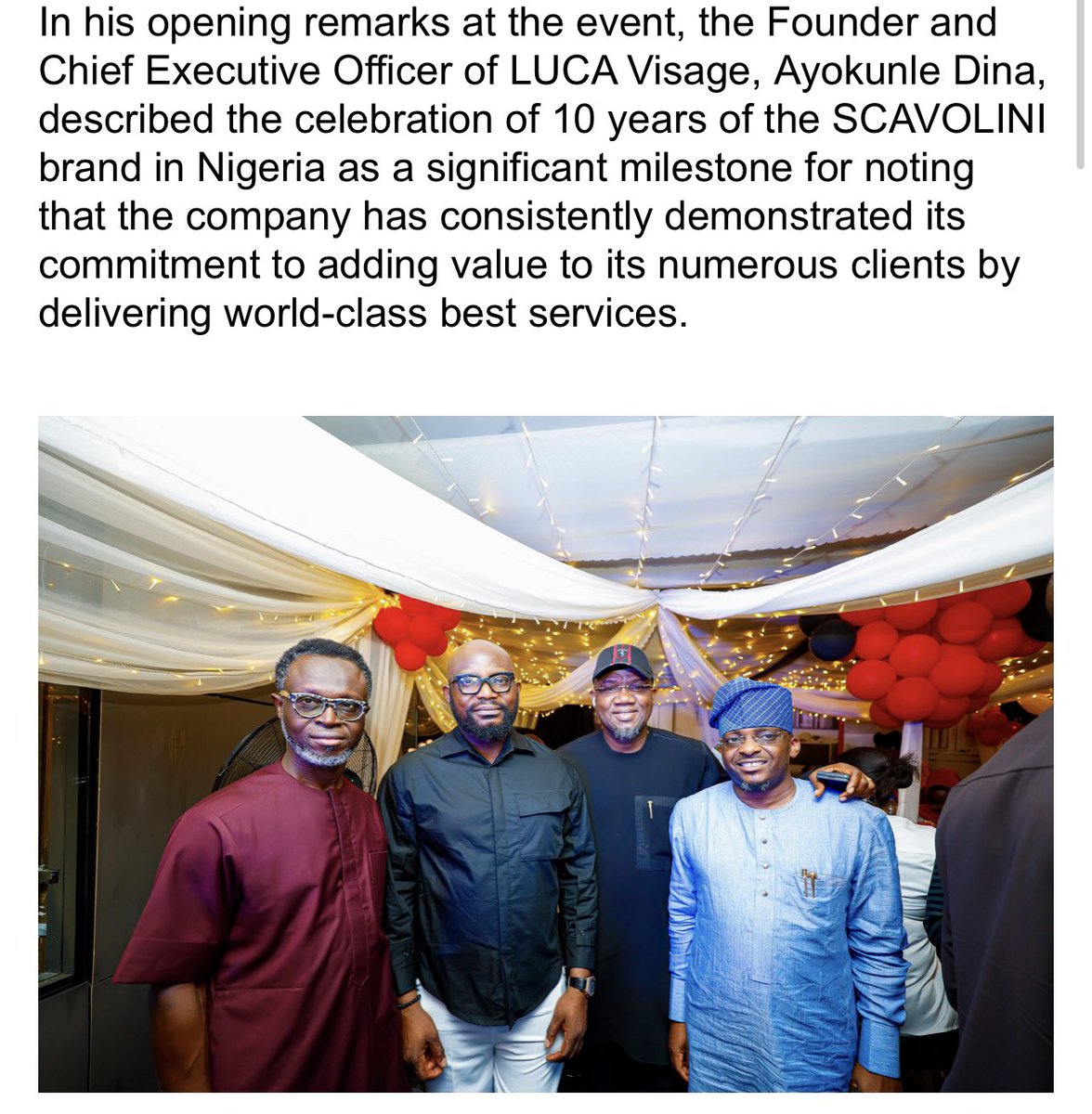 lucavisage_'s tweet photo. We were featured on the Linda Ikeji blog!

Swipe to see tidbits of the news feature.

You can copy this link to read more https://t.co/p1aaB98jQe

#LUCAVisage #SCAVOLINIAnniversary #DecadeOfLuxury #NewsFeature https://t.co/m54POWBr3b