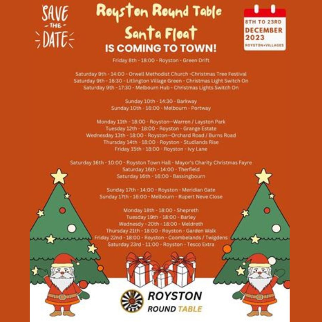 TheListing's tweet image. Santa's Float is on its Way! The team from the #RoystonRoundTable do a great job of visiting many of Royston's streets and the local SG8 Villages with Santa's Float.

Their schedule has been released, so don't miss out! bit.ly/SantaFloat2023

#SantaFloat #ChristmasInRoyston