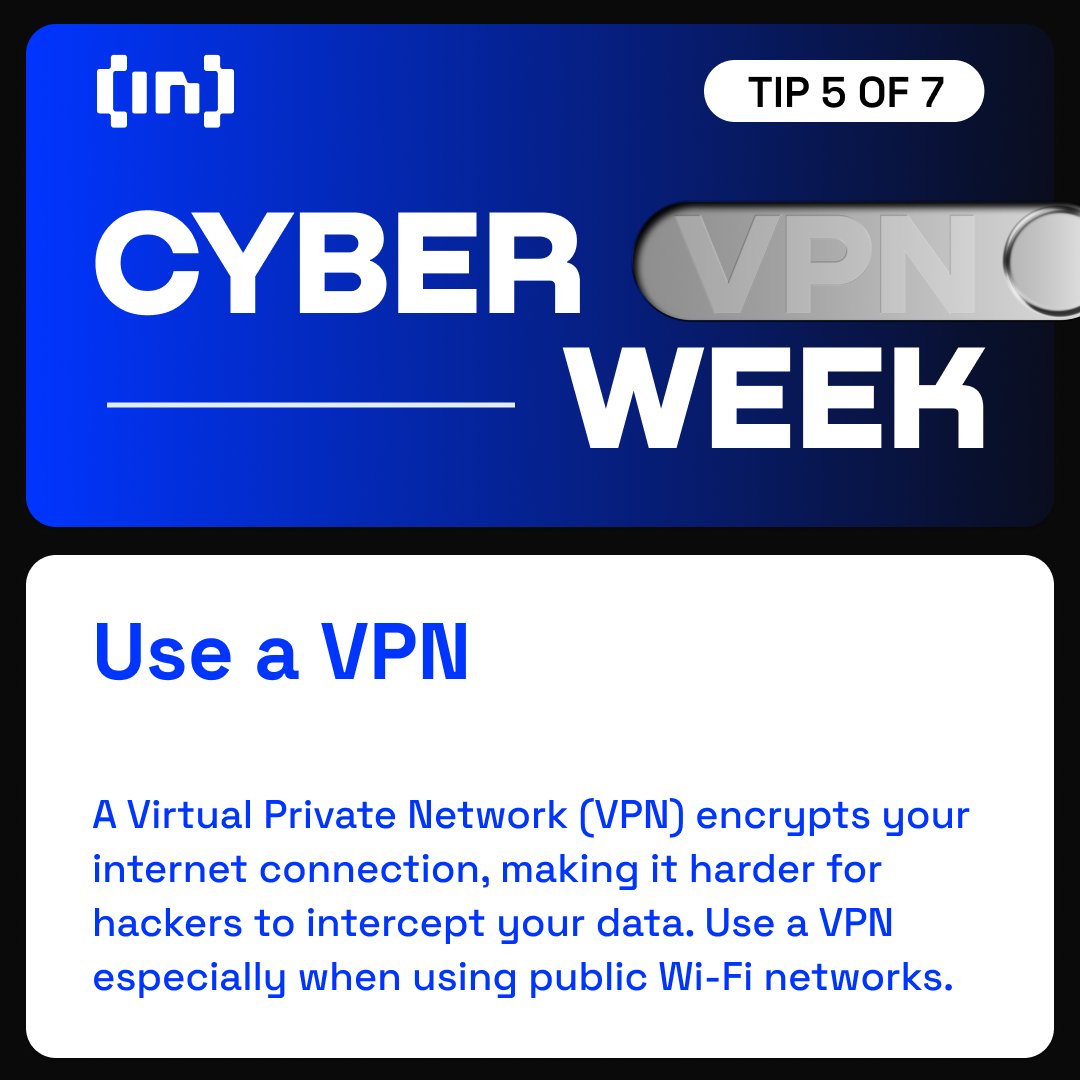 🔐 CyberWeek Tip #5: Enhance Security with a VPN.
Protect your online activities and personal data with a VPN, especially on public Wi-Fi. Stay safe out there!

Learn more: beincrypto.com/learn/crypto-w…

#CyberSecurity #VPNUsage