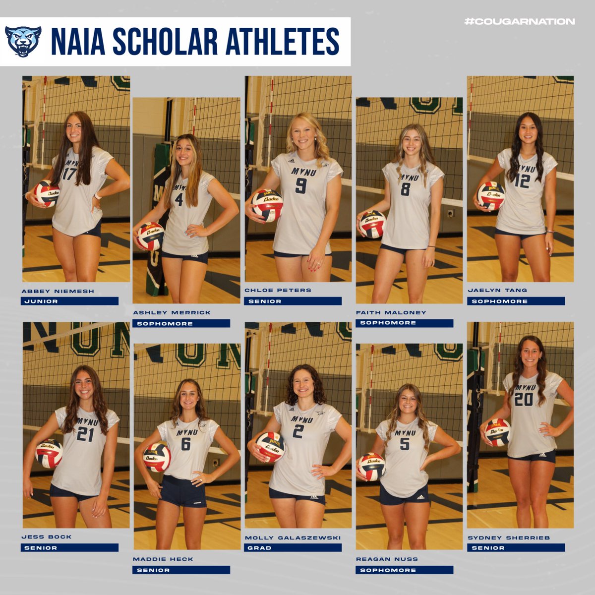 TEN members of our team recognized as NAIA Scholar Athletes for their hard work in the classroom! #SMARTGIRLS