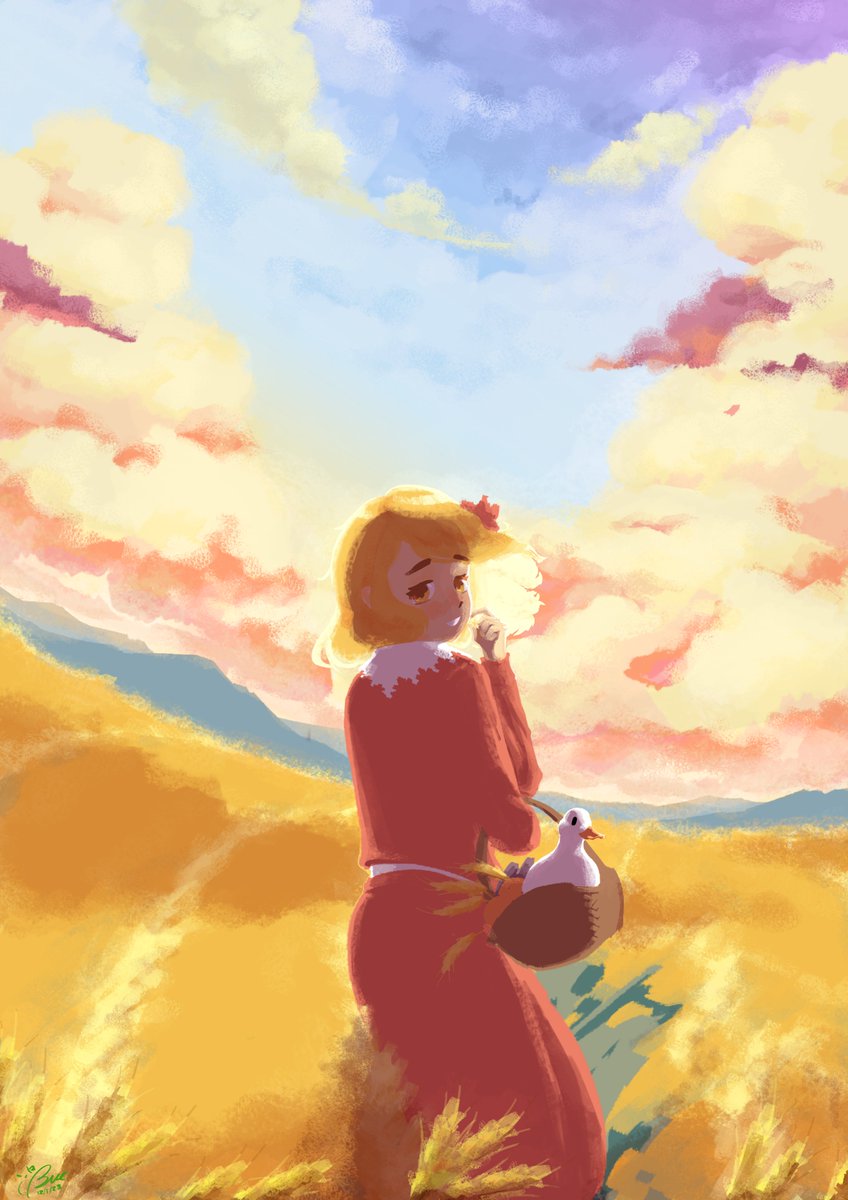 ArtBeave's tweet photo. Shizuha Aki in a wheat field https://t.co/qza1EZFFvm