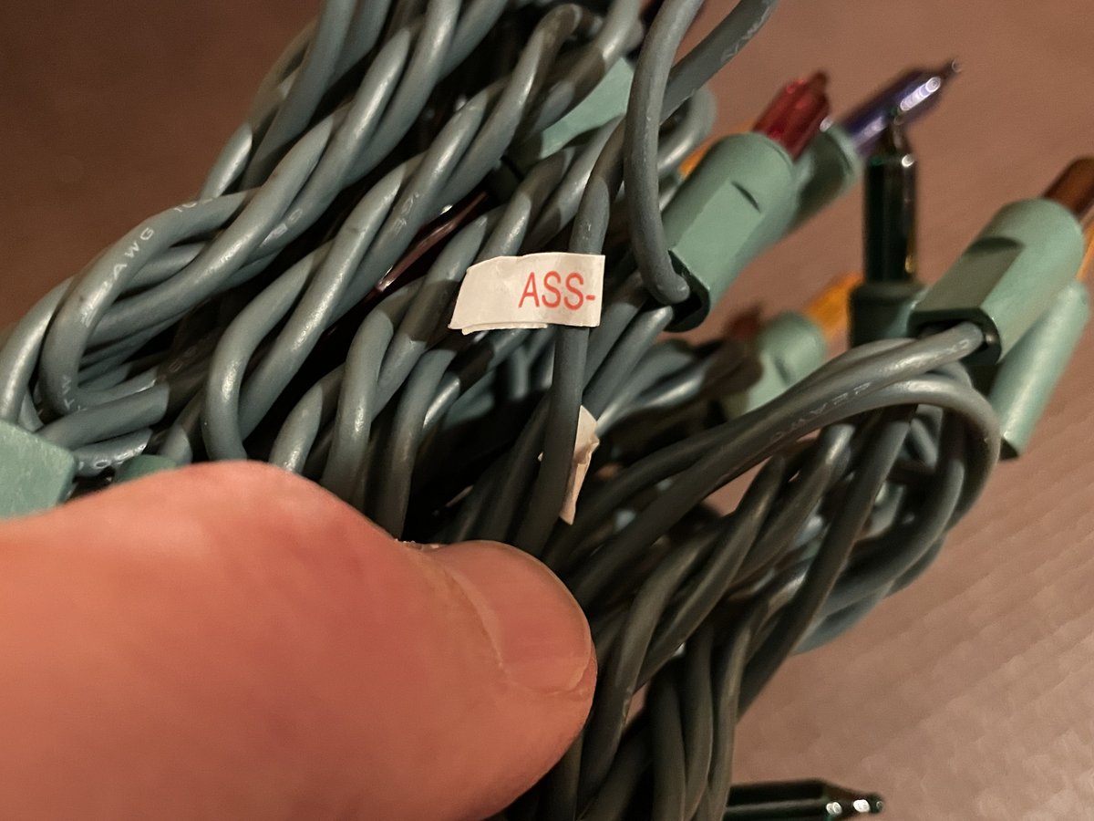 cinemassacre's tweet photo. Am I seeing this? My Christmas lights say ASS? https://t.co/9Dtzvy3D5w