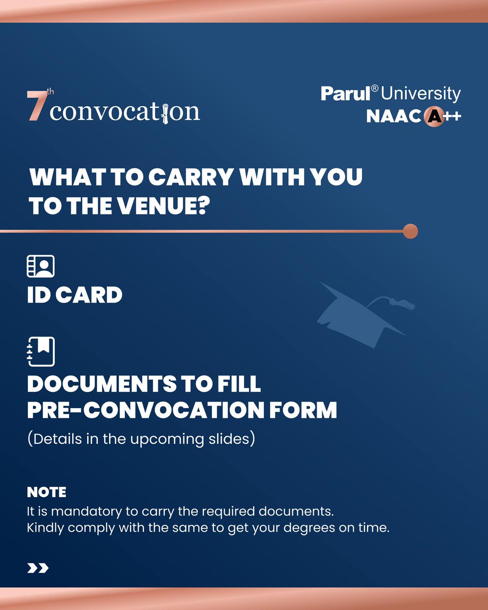 ParulAlumni's tweet photo. Attention, grads! We come bearing important news for the 7th Convocation! 🎓

#LifeatPU #Convocation🎓 
#PUAlumniAssociation
#ParulUniversity https://t.co/iwOsQoWUZg