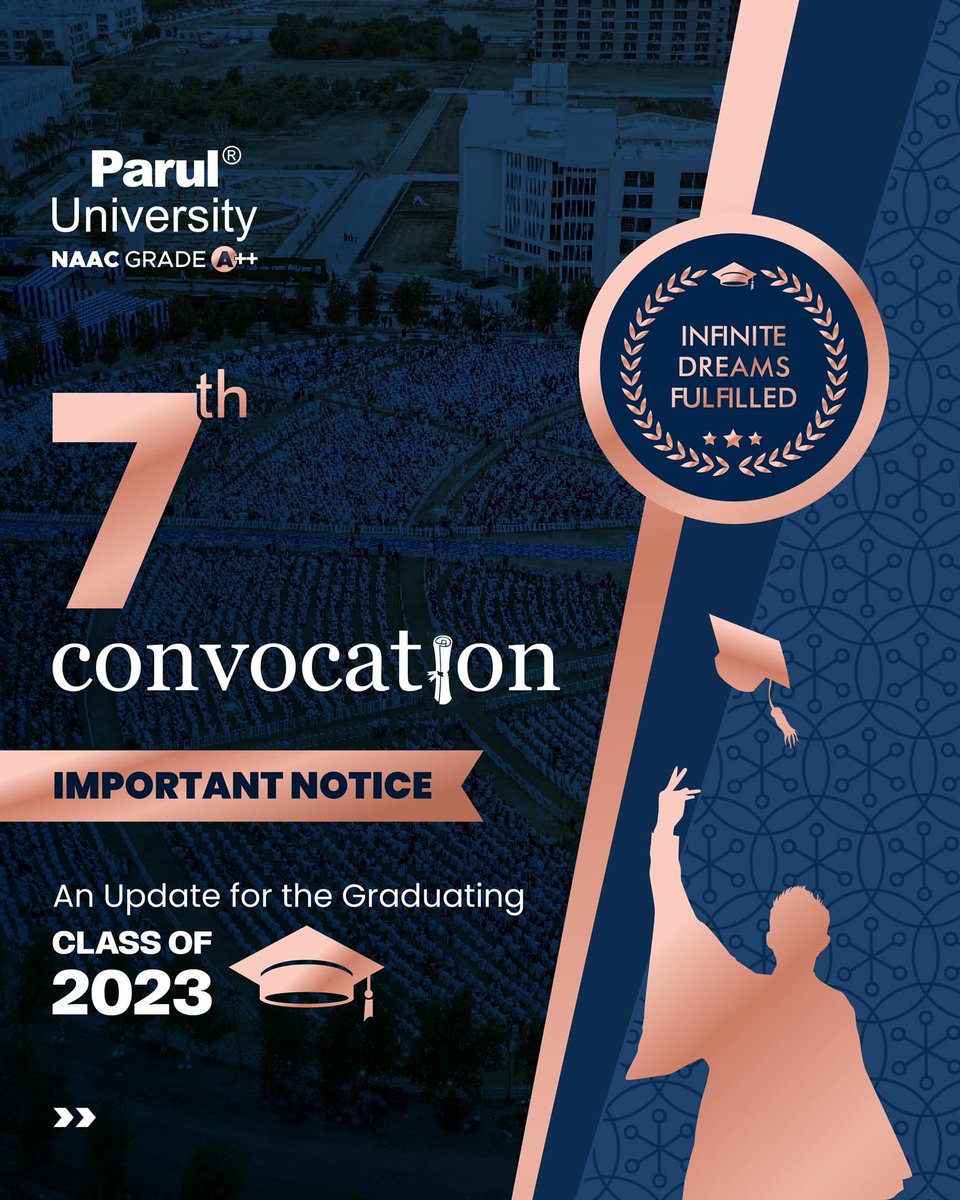 ParulAlumni's tweet photo. Attention, grads! We come bearing important news for the 7th Convocation! 🎓

#LifeatPU #Convocation🎓 
#PUAlumniAssociation
#ParulUniversity https://t.co/iwOsQoWUZg