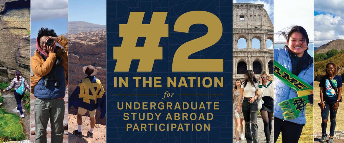 It's official—according to the latest Open Doors report from <a href="/IIEglobal/">Institute of International Education (IIE)</a>, <a href="/NotreDame/">University of Notre Dame</a> ranks second in the nation for study abroad participation among doctorate-granting universities.

Full story 👉 international.nd.edu/news-stories/n…

#notredame #studyabroad #education