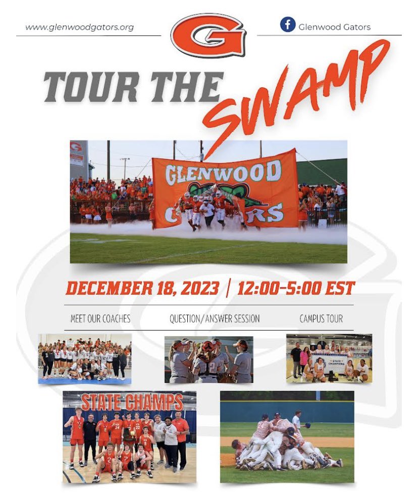 dperduegwd's tweet photo. Attention: RSVP by 12/15 to tfanning@glenwoodgators.com
Come find out about Glenwood and see if it is a place that fits you and your family! https://t.co/8K4o3wmUnZ