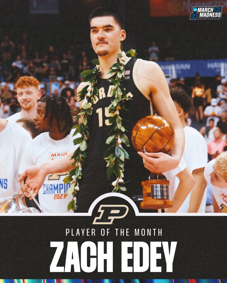 MarchMadnessMBB's tweet photo. Monthly awards from @TheAndyKatz 🏆

Team of the Month: Purdue
Player of the Month: Zach Edey https://t.co/7J6JY8l00J