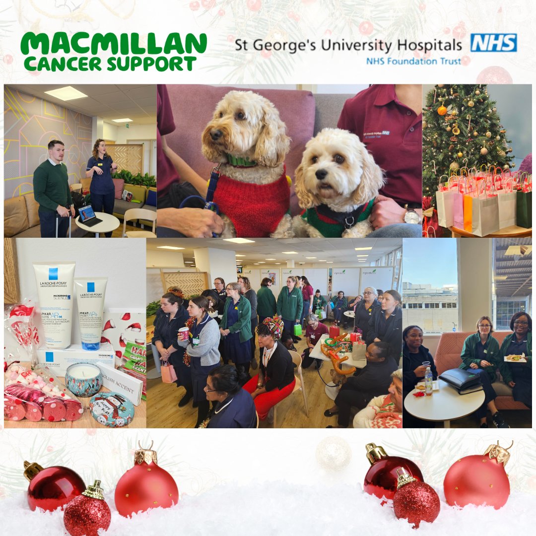 We had a lovely time catching up with our Macmillan team! (with scrumptious pizza, snacks, a talk from La Roche-Posay and therapy dogs!) It was so heart warming to gather together and enjoy some festive games! Thank you to all our Macmillan Cancer nurses and support workers!🥰