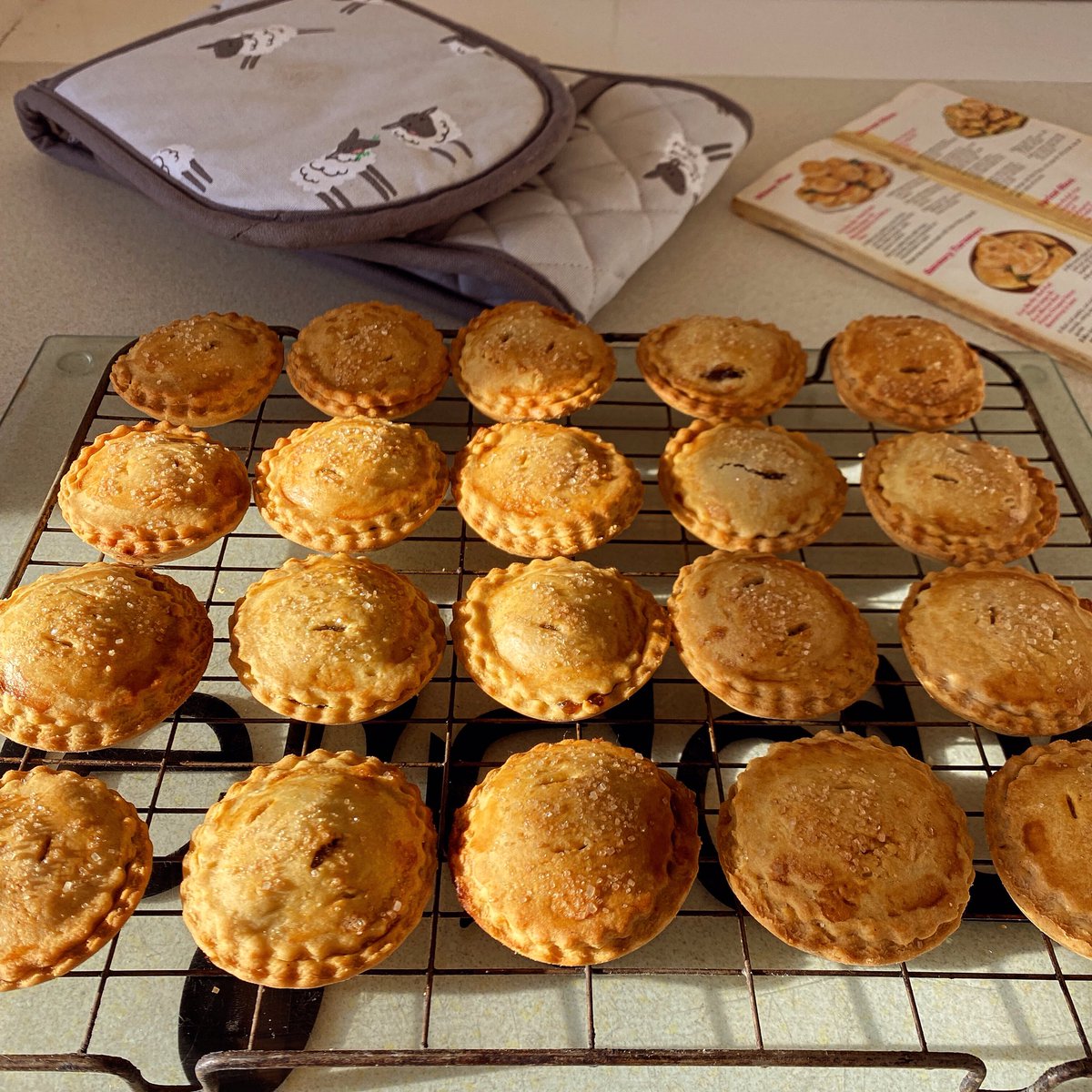 #mincepies out of the oven made from my mum’s 1967 #bero #recipebook I’ve used it so much since the 60’s as a little girl and still use it now, its lost the front cover and sellotaped together🎄
