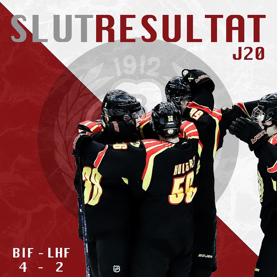 J20 vinner hemmamatchen mot Luleå med 4-2 🎉⁣
⁣
Målskyttar: Elias Zimmerman x2, Albin Udd och Eric Hultgren 👌⁣
⁣
Kristers Steinbergs med 22 räddningar 👏⁣
⁣
#BIFJ20